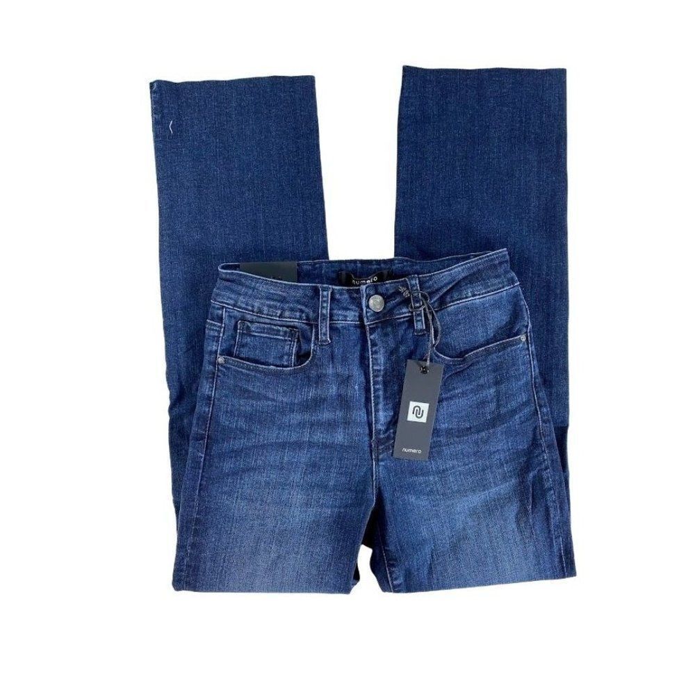 Numero Cropped Jeans‎ 27 Juniors' Dark Blue Stretchy Raw Hem NEW